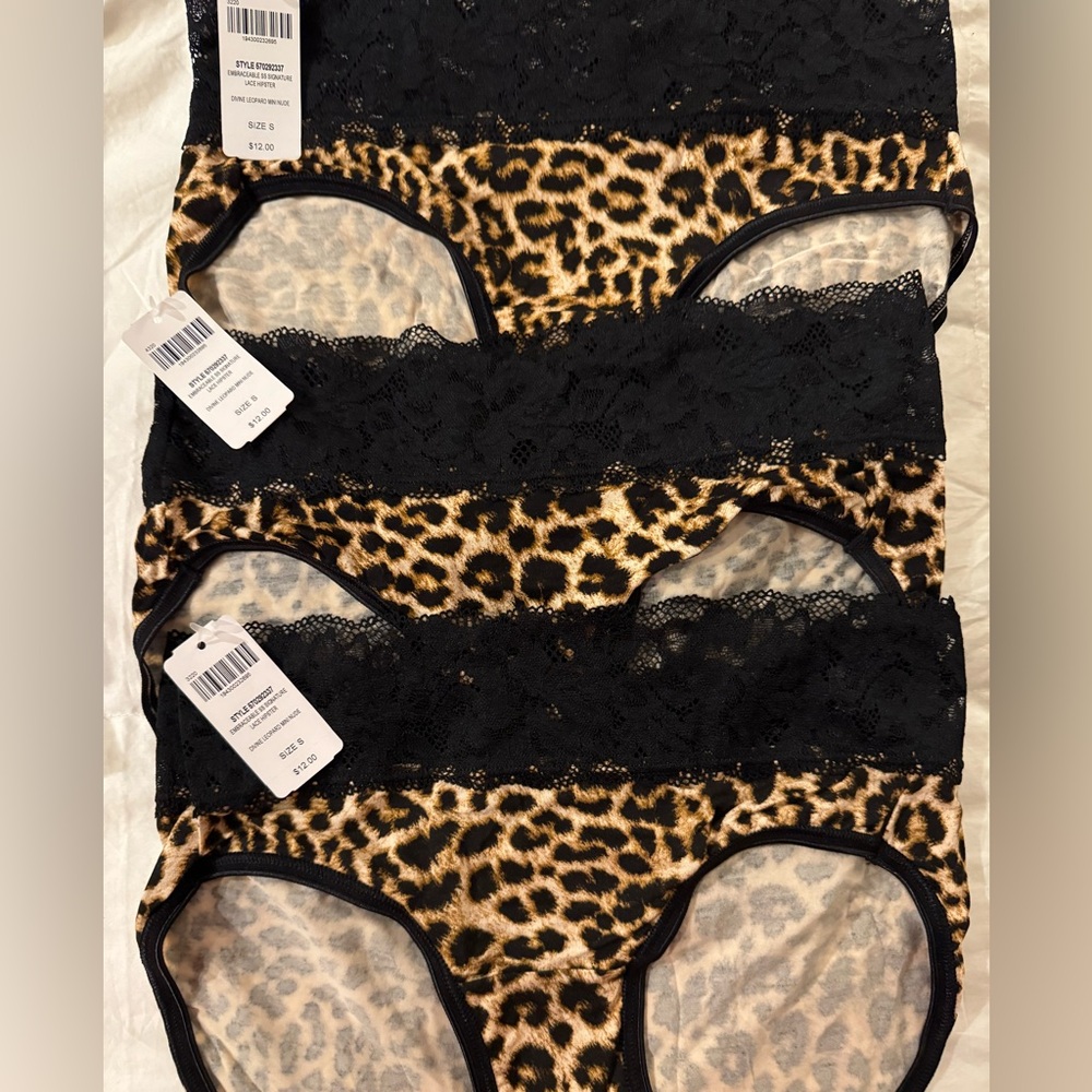 Leopard Print Lace Trim Panties NEW
